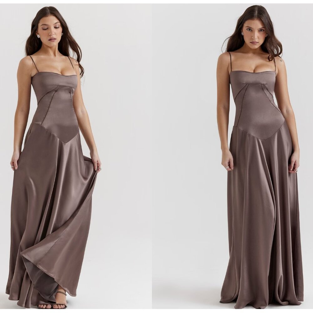 HOUSE OF CB ‎ 'Anabella' Smoke Lace Up Maxi Dress NWOT size L